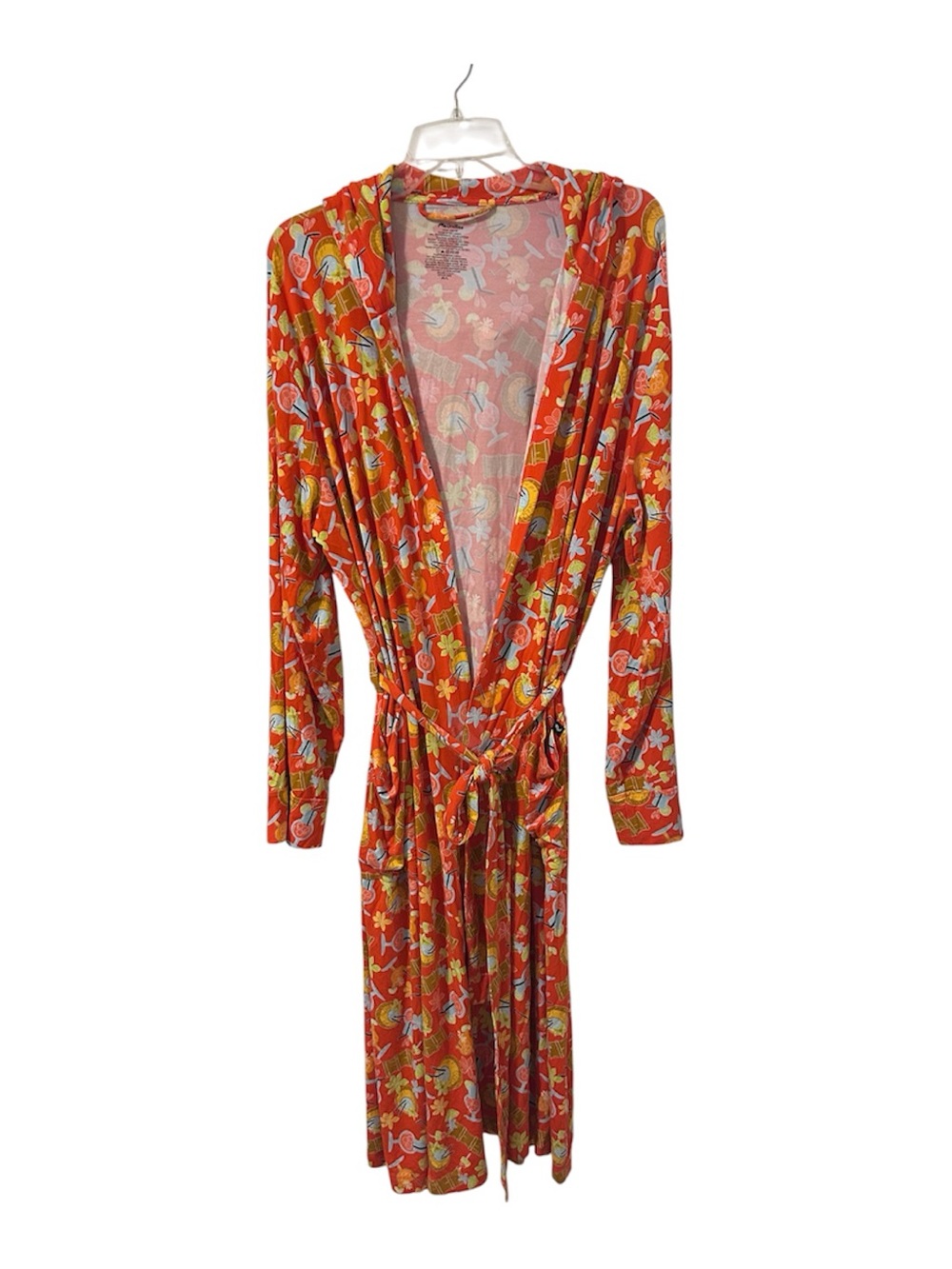 MeUndies Orange Floral Wrap Robe with Tie Waist